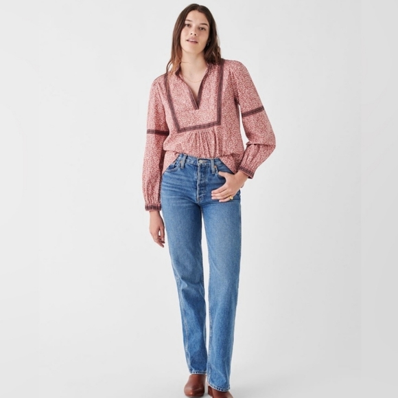 NWT Faherty Aurora Leaf Print Top Blouse Size S - Picture 12 of 12